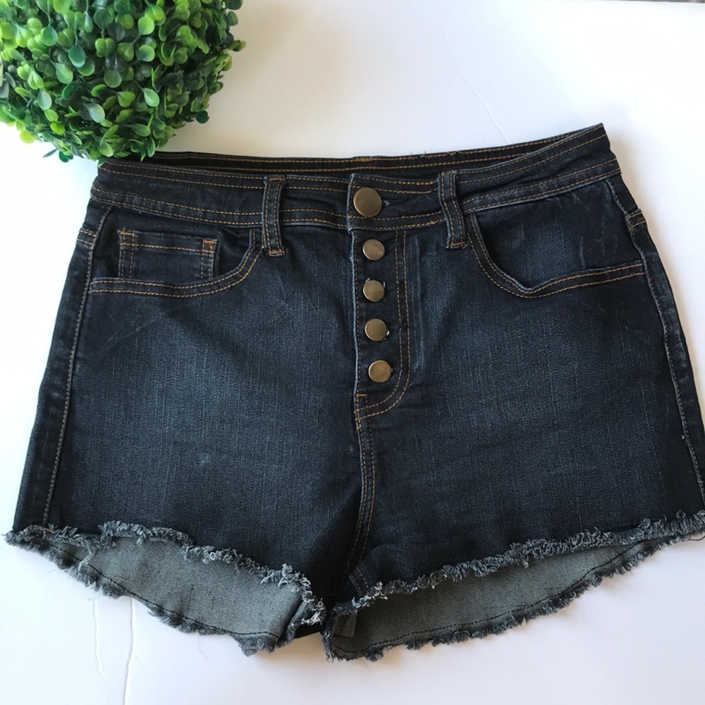 Button Fly High Rise Shorts